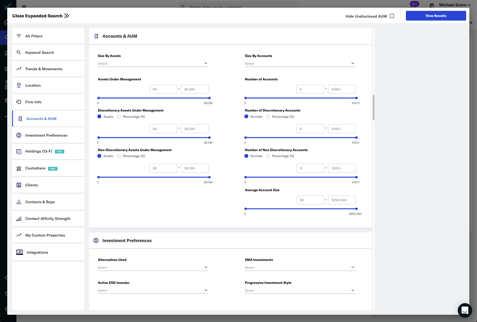 screenshot of FINTRX Platform